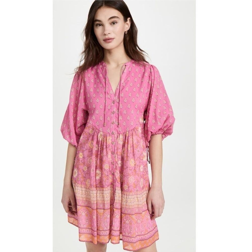 Spell And The Gypsy Small Utopia Organic Cotton Pink Tunic Mini Dress Small